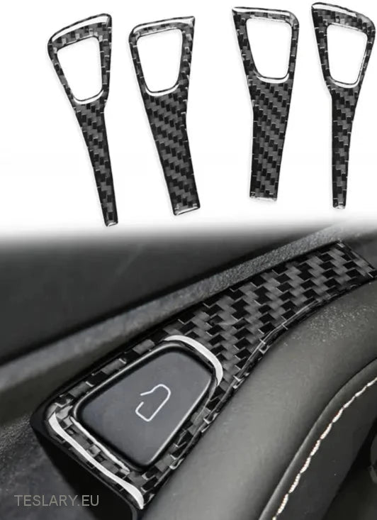 Tesla Modelo 3/Y Bloqueio de porta Capas de acabamento em estilo de fibra de carbono interior