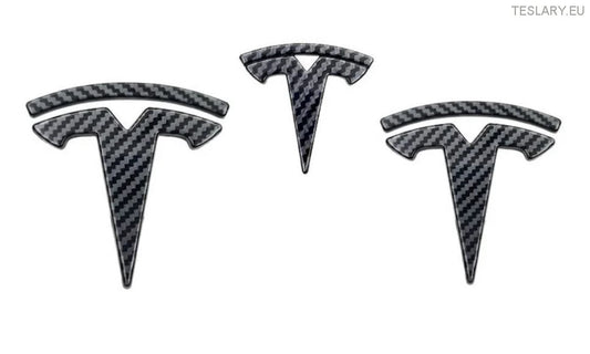 Tesla Model 3 að framan, aftan og stýri lógó sett