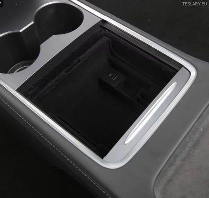 Tesla Model 3/Y Center Console Organizator frontal cu porturi USB și retur de primăvară