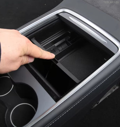 Tesla Model 3/Y Center Console Organizator frontal cu porturi USB și retur de primăvară