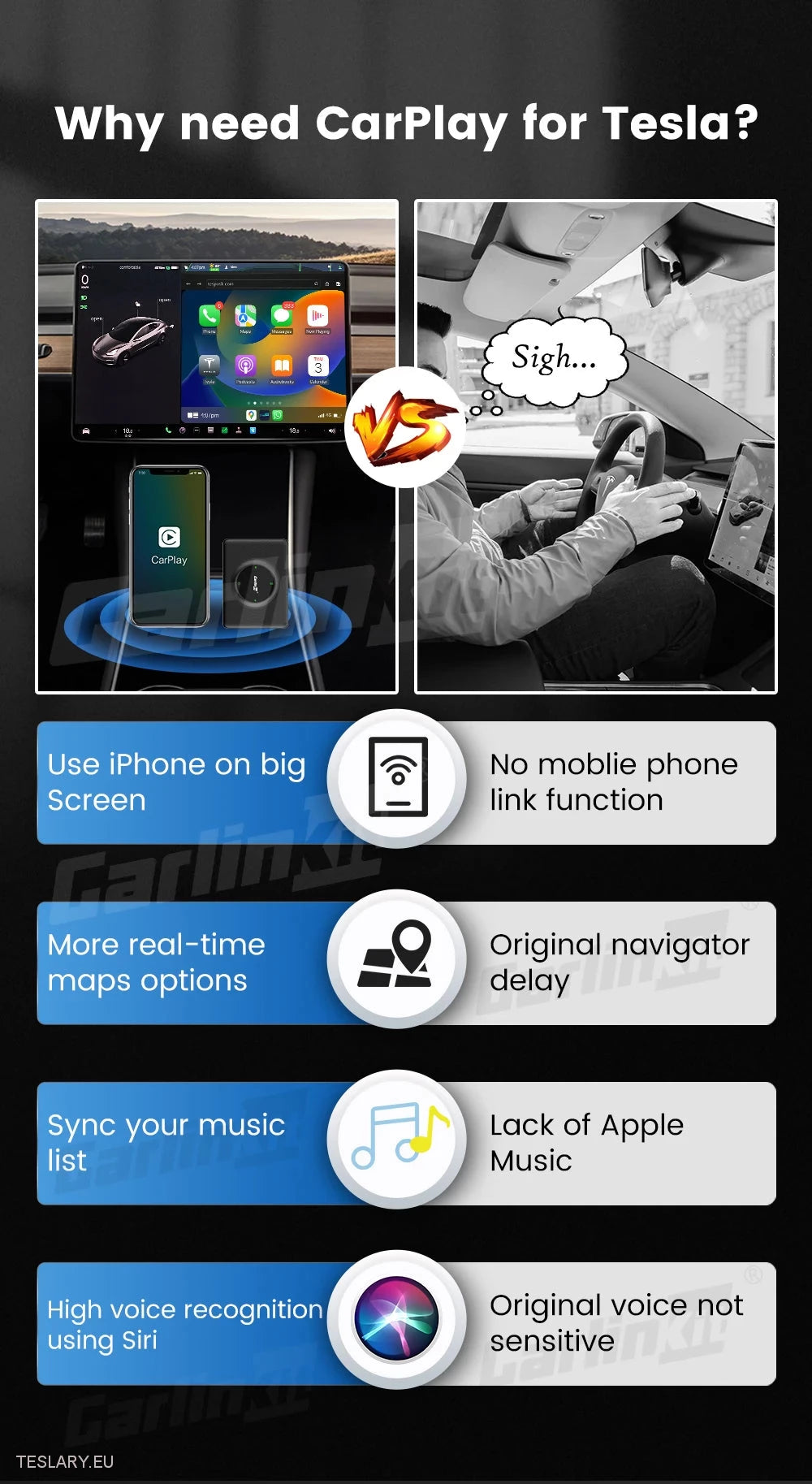 Bezprzewodowy adapter Tesla dla CarPlay na urządzenia z Androidem i Apple