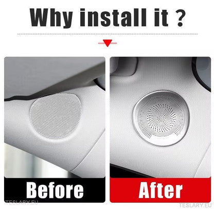 Tesla 3/Y Interior Front Circular Circular Tampa de prata (par)