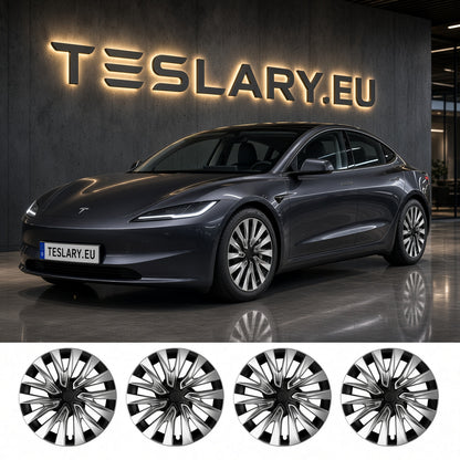TESLA MODEL 3 HIGHLAND NOVA WHEEL COVERS PERFORMANCE HUB CAPS BUY FROM IRELAND AND EUROPES TESLARY.EU WITH FREE DELIVERY ACROSS EUROPE WITH FEDEX