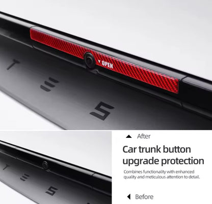Carbon Fiber Trunk Button Trim Red or Black for Tesla Model Y Juniper 2025 Onwards