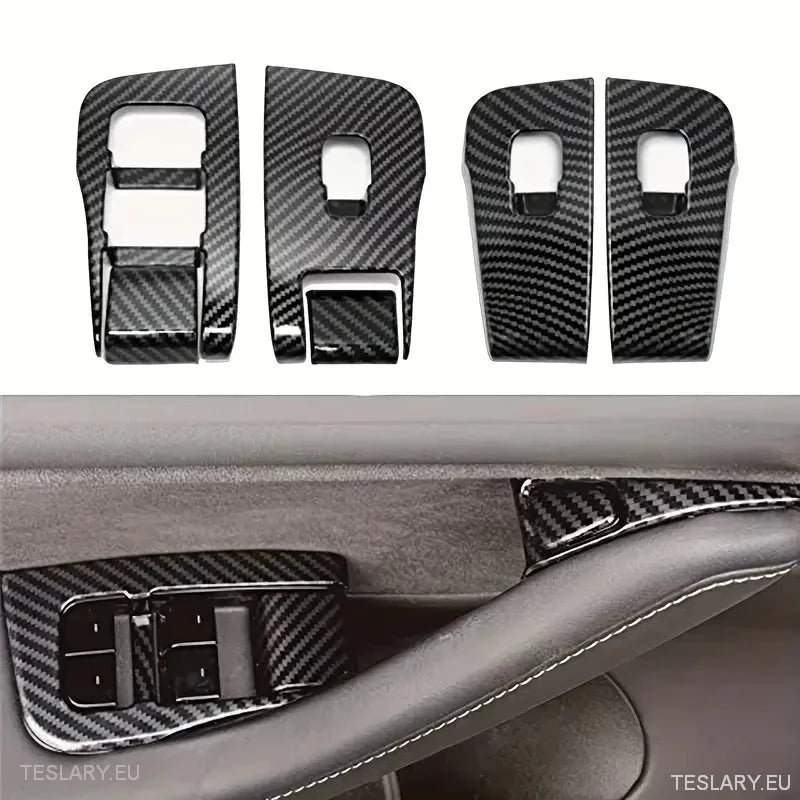 Carbon Fiber Electric Window Trim Pieces for Tesla Model 3 & Y ( LHD ) - TESLARY Tesla Shop Accessories Europe Nederlands Ireland Deutschland Espana Alicante France Italia