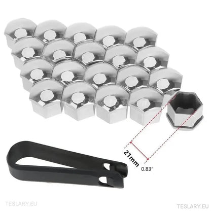 Decorative Lug Nut Cover Kits for Tesla 3/Y/S/X with Centre Cap Logo - TESLARY Tesla Shop Accessories Europe Nederlands Ireland Deutschland Espana Alicante France Italia