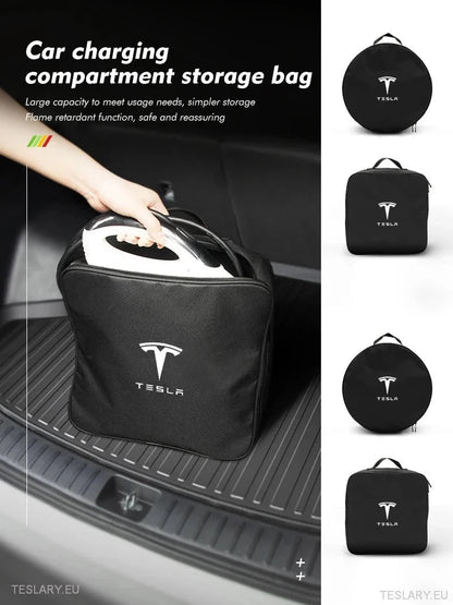 EV Cable Storage Bags Round & Square with Logo - TESLARY Tesla Shop Accessories Europe Nederlands Ireland Deutschland Espana Alicante France Italia