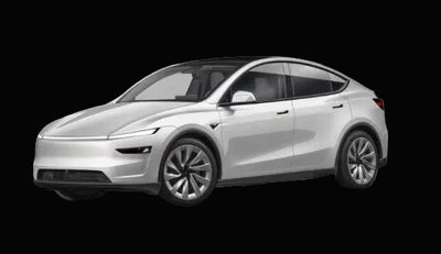 White tesla electric car on a transparent background