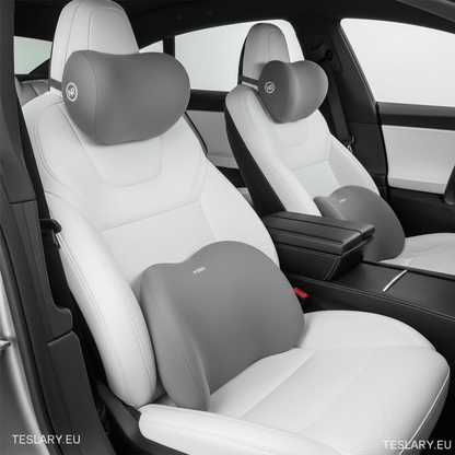Memory Foam Neck Pillow & Back Support Cushion for All Tesla Models ( 4 Pillows Driver & Passenger ) - TESLARY Tesla Shop Accessories Europe Nederlands Dublin Cork Ireland Deutschland Espana Alicante France Italia