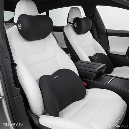 Memory Foam Neck Pillow & Back Support Cushion for All Tesla Models ( 4 Pillows Driver & Passenger ) - TESLARY Tesla Shop Accessories Europe Nederlands Dublin Cork Ireland Deutschland Espana Alicante France Italia