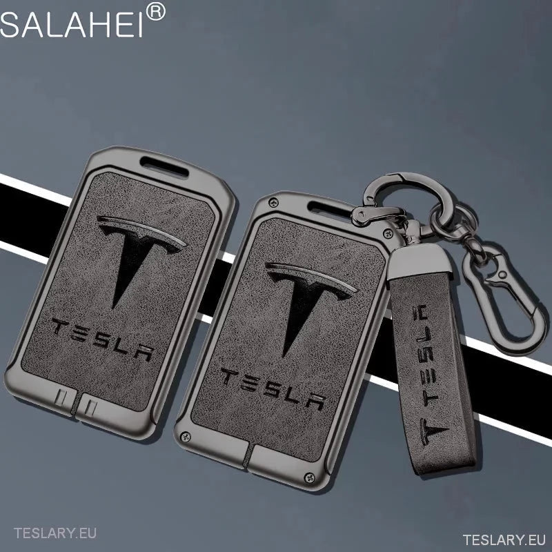 Metal Leather Key Case Cover for Tesla 3/Y RFID Key with Logo - TESLARY Tesla Shop Accessories Europe Nederlands Ireland Deutschland Espana Alicante France Italia