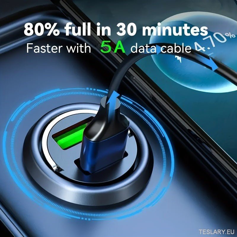 New Car - mounted Loop Mini Mobile Phone Car Charger PD + USB Fast Charging Hidden Flash Charge for Car Appliances - TESLARY Tesla Shop Accessories Europe Nederlands Ireland Deutschland Espana Alicante France Italia