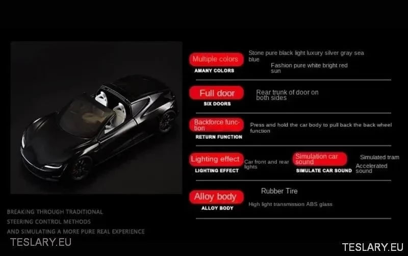 Uusi Tesla Roadster -malliauto 1:24 Epävirallinen versio