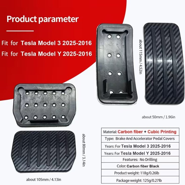 Performance Upgrade Tesla Model 3 , Model Y , Model 3 Highland and Model Y Juniper Non Slip Style Premium Brake & Accellerator Pedals - TESLARY Tesla Shop Accessories Europe Nederlands Dublin Cork Ireland Deutschland Espana Alicante France Italia