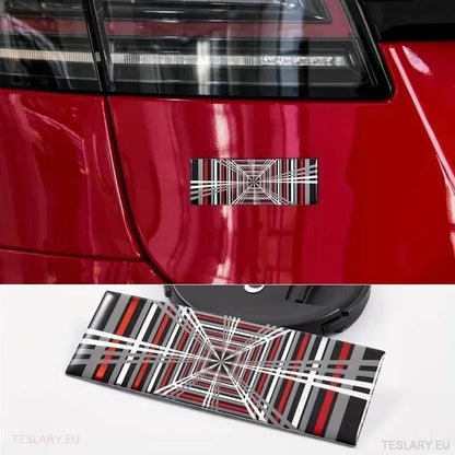 " PLAID " Logo 3D Dome Style Decal 11cm x 4cm - TESLARY Tesla Shop Accessories Europe Nederlands Dublin Cork Ireland Deutschland Espana Alicante France Italia