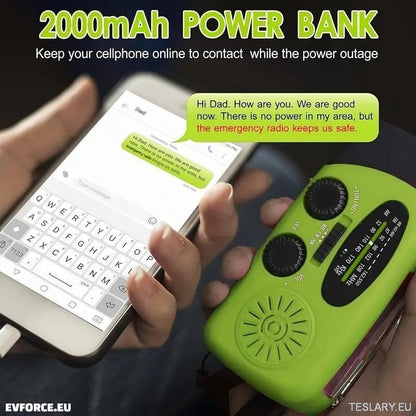Torcha de emergencia portátil Radio con Power Bank 2000mAh para cargar teléfono