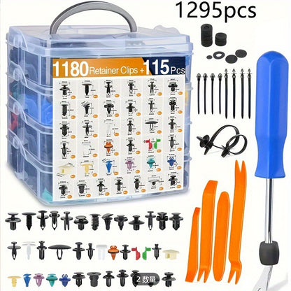 1295 Piece Pro Automotive Fasteners  Clips and Trim Tool Kit All in One Packs  Ideal for your Tesla 