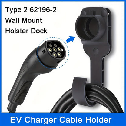 CCS EV Charger Wall Mount Bracket  Durable  Fits Type 2 Connector  EU Plug Ideal for Electric Car Charging Cables