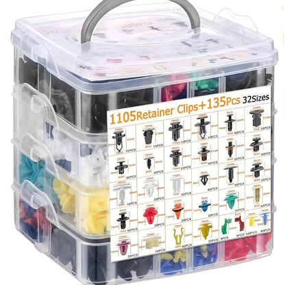 1105pcs Assorted Car Clips 4Layer Plastic Retainer Clips Universal Car Body Parts  Accessories PP Material Car Body Clips for Various Models