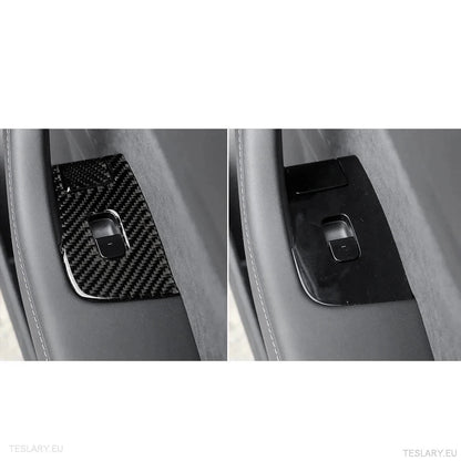 Real Soft Carbon Fiber Electric Window Trim Pieces for Tesla Model 3 & Y - TESLARY Tesla Shop Accessories Europe Nederlands Ireland Deutschland Espana Alicante France Italia