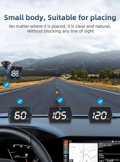 SmartDrive 2024: Advanced Car HUD with GPS & Safety Alerts - TESLARY Tesla Shop Accessories Europe Nederlands Dublin Cork Ireland Deutschland Espana Alicante France Italia