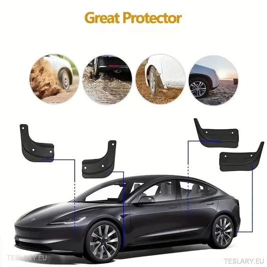 Tesla 3 Highland Anti Splash Fender Liners ( Mud Flaps ) - TESLARY Tesla Shop Accessories Europe Nederlands Ireland Deutschland Espana Alicante France Italia
