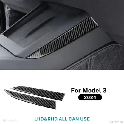Tesla 3 Highland/Y Juniper Real Soft Carbon Fiber Side Trim för trådlös laddare