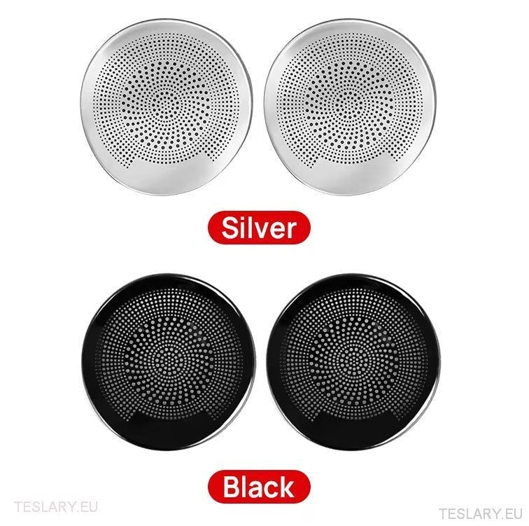 Tesla 3/Y Interior Front Circular Speaker Cover Silver ( PAIR ) - TESLARY Tesla Shop Accessories Europe Nederlands Ireland Deutschland Espana Alicante France Italia