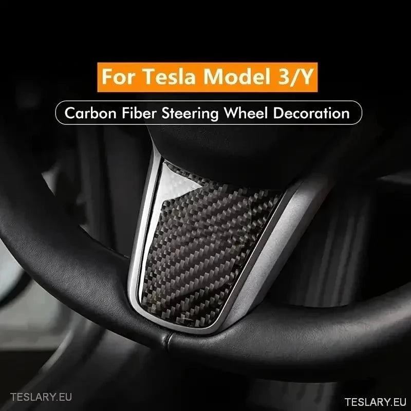 Tesla 3/Y Steering Carbon Fiber Style Trim Cover - TESLARY Tesla Shop Accessories Europe Nederlands Dublin Cork Ireland Deutschland Espana Alicante France Italia
