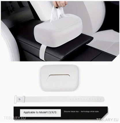 Tesla 3/Y/X/S Silicone Tissue Holder with Adjustable Strap - TESLARY Tesla Shop Accessories Europe Nederlands Ireland Deutschland Espana Alicante France Italia