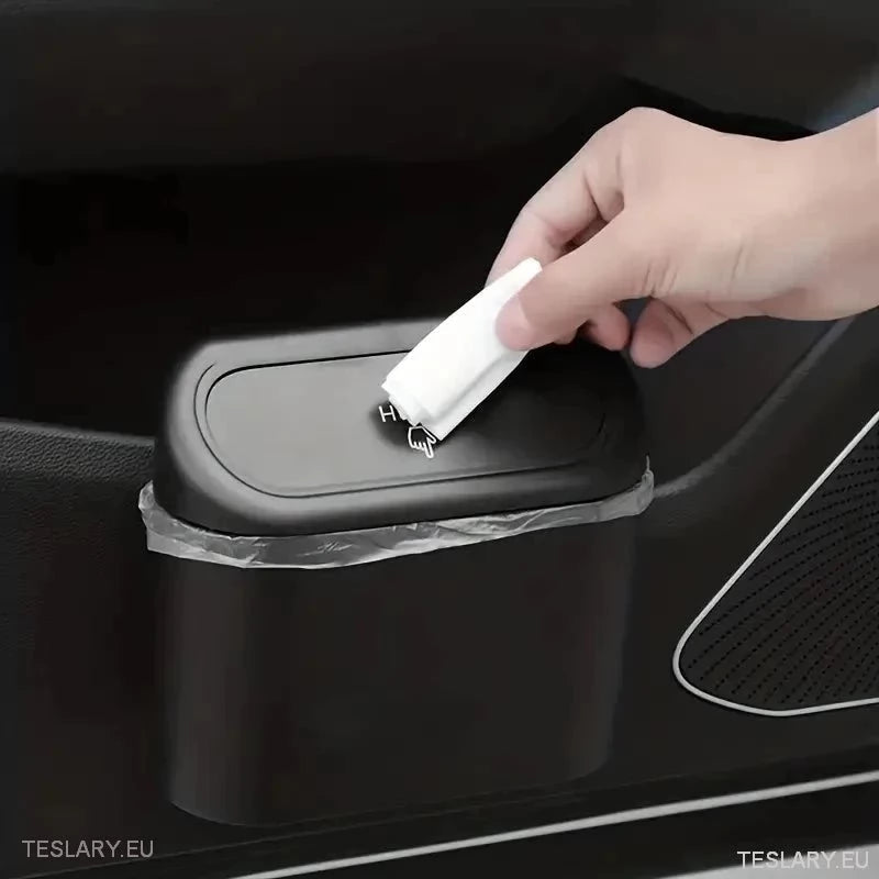 Tesla Car Mini Bin with Spring Lid and 30 Bags - TESLARY Tesla Shop Accessories Europe Nederlands Dublin Cork Ireland Deutschland Espana Alicante France Italia