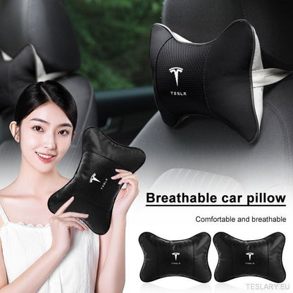 Tesla Car Seat Headrest Pillow - Premium Neck Support Cushion - TESLARY Tesla Shop Accessories Europe Nederlands Ireland Deutschland Espana Alicante France Italia