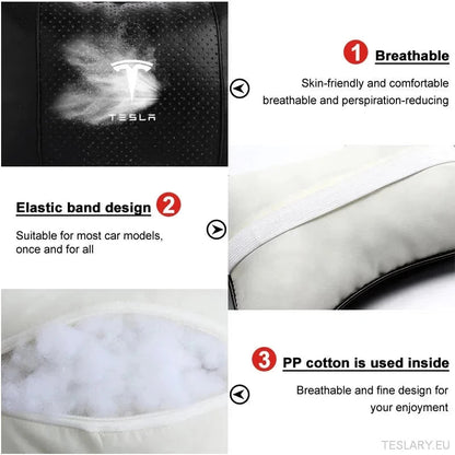 Tesla Car Seat Headrest Pillow - Premium Neck Support Cushion - TESLARY Tesla Shop Accessories Europe Nederlands Ireland Deutschland Espana Alicante France Italia