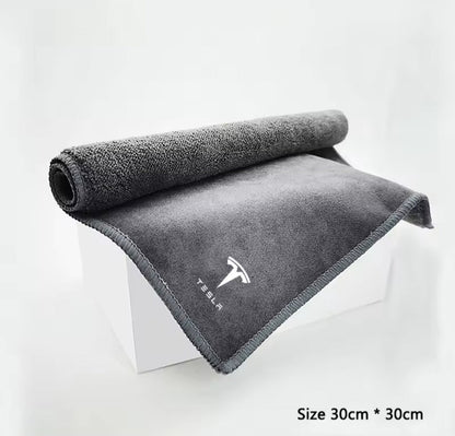 Tesla Car Wash Microfiber Towel Premium Auto Detailing Cloth with Logo - TESLARY Tesla Shop Accessories Europe Nederlands Dublin Cork Ireland Deutschland Espana Alicante France Italia