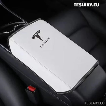 Tesla Model 3/Y Center Console PU Leather Armration Cover med logo