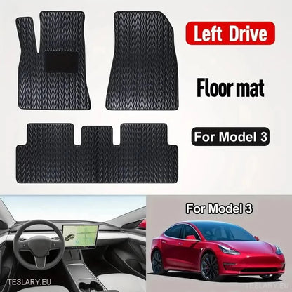 Tesla Model 3 Custom PU Leather Floor Mats ( LEFT HAND DRIVE ) - TESLARY Tesla Shop Accessories Europe Nederlands Dublin Cork Ireland Deutschland Espana Alicante France Italia