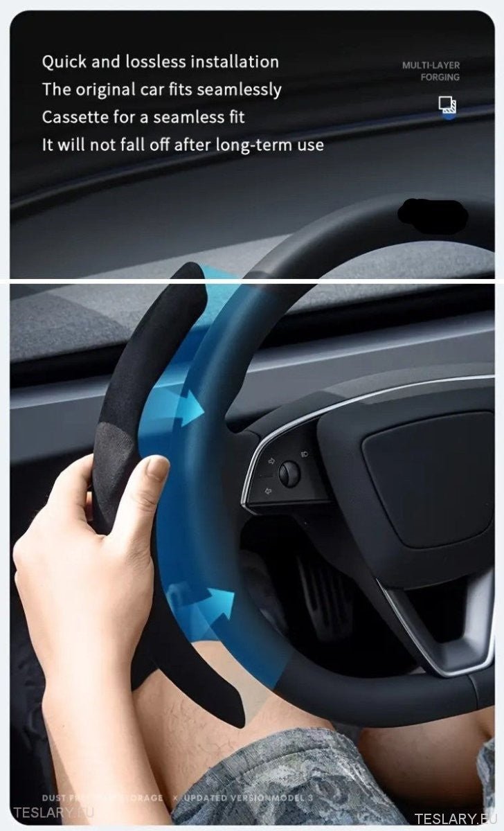 Tesla Model 3 Highland Steering Wheel Cover - Tesla Shop Europe - TESLARY.IE Ireland - France boutique- Deutschland Geschäft- España comercio - Nederland winkel- TESLARY.IE
