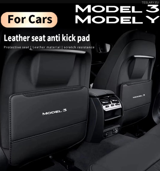 Tesla Model 3/Y Anti Kick Protection PU Leather Cover med modelllogo