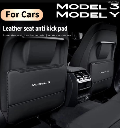 Tesla Model 3/Y Anti Kick Protection PU Leather Cover med modelllogo