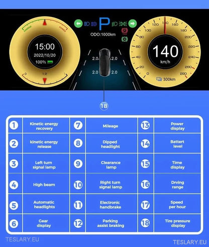 Tesla 3/Y Dash Instrument Panel 6.8" Wide IPS Panel -TESLARY.IE Tesla Shop Europe