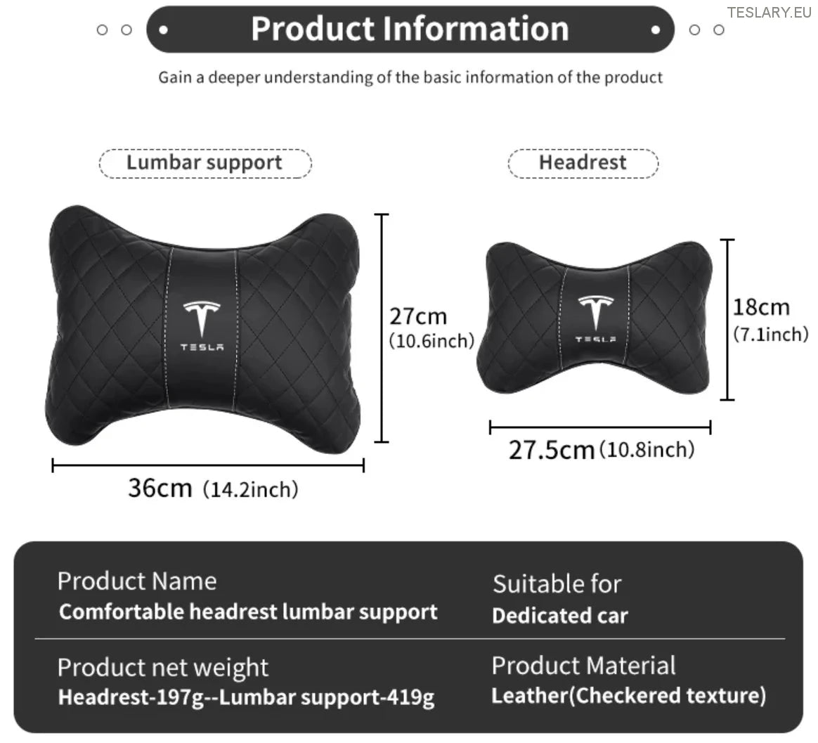 Tesla Model 3 y s X Neck Jastuk i leđa podrška s logotipom (crni)