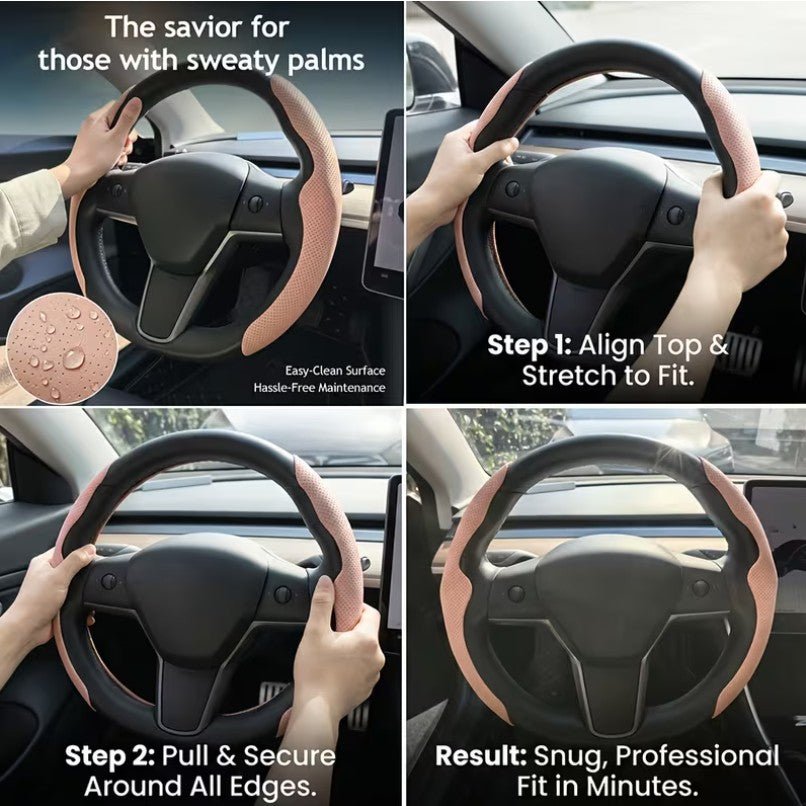 Tesla Model 3 / Y Ultra Thin Summer Sweat Absorbing Steering Wheel Cover - TESLARY Tesla Shop Accessories Europe Nederlands Dublin Cork Ireland Deutschland Espana Alicante France Italia