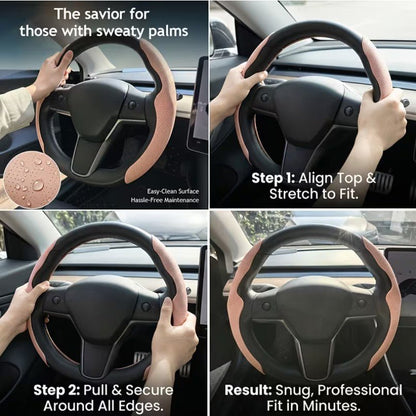 Tesla Model 3 / Y Ultra Thin Summer Sweat Absorbing Steering Wheel Cover - TESLARY Tesla Shop Accessories Europe Nederlands Dublin Cork Ireland Deutschland Espana Alicante France Italia