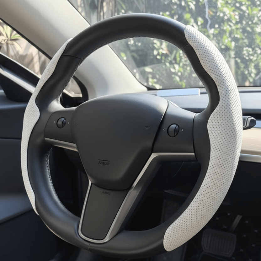 Tesla Model 3 / Y Ultra Thin Summer Sweat Absorbing Steering Wheel Cover - TESLARY Tesla Shop Accessories Europe Nederlands Dublin Cork Ireland Deutschland Espana Alicante France Italia