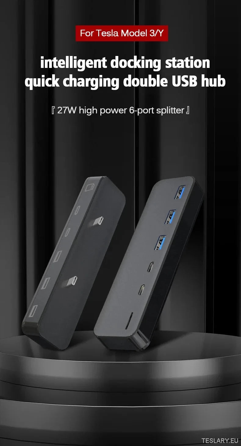 Tesla Model 3/Y USB Hub & Charger Dock - TESLARY Tesla Shop Accessories Europe Nederlands Dublin Cork Ireland Deutschland Espana Alicante France Italia
