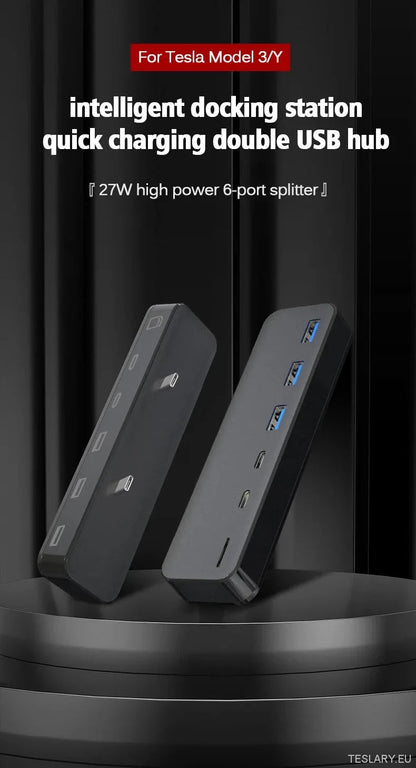 Tesla Model 3/Y USB Hub & Charger Dock - TESLARY Tesla Shop Accessories Europe Nederlands Dublin Cork Ireland Deutschland Espana Alicante France Italia
