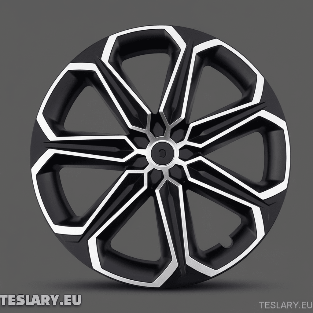 TESLA MODEL Y 19" UNIQUE S14 FULL COVER WHEEL HUBS BLACK & SILVER - TESLARY Tesla Shop Accessories Europe Nederlands Dublin Cork Ireland Deutschland Espana Alicante France Italia