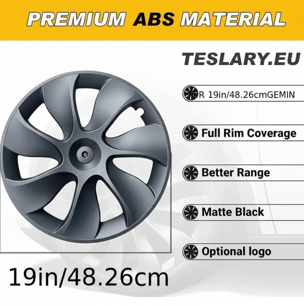 TESLA MODEL Y 19" UNIQUE S3 FULL COVER WHEEL COVERS MATTE BLACK " LIMITED EDITION " - TESLARY Tesla Shop Accessories Europe Nederlands Dublin Cork Ireland Deutschland Espana Alicante France Italia