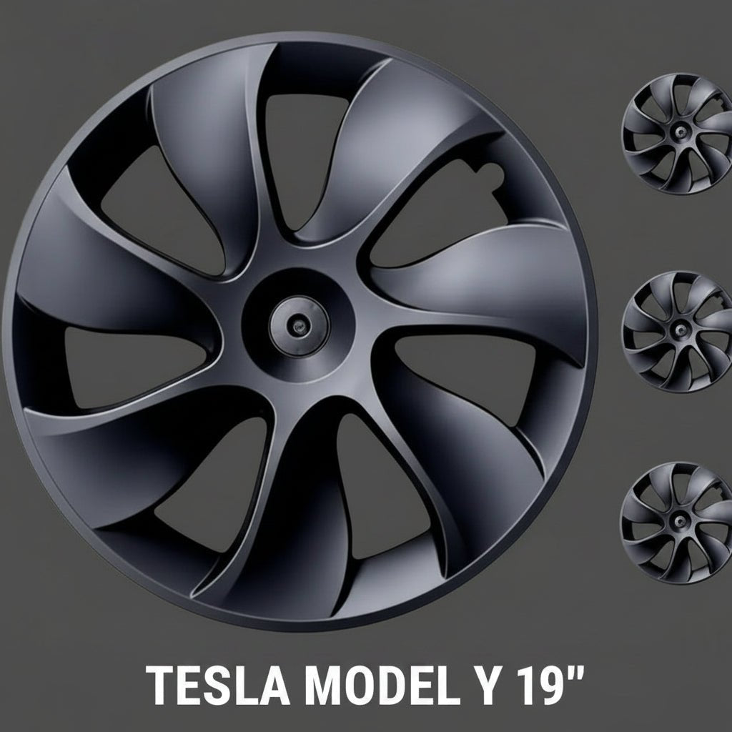 TESLA MODEL Y 19" UNIQUE S3 FULL COVER WHEEL COVERS MATTE BLACK " LIMITED EDITION " - TESLARY Tesla Shop Accessories Europe Nederlands Dublin Cork Ireland Deutschland Espana Alicante France Italia