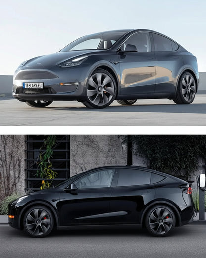 TESLA MODEL Y 19" UNIQUE S3 FULL COVER WHEEL COVERS MATTE BLACK " LIMITED EDITION " - TESLARY Tesla Shop Accessories Europe Nederlands Dublin Cork Ireland Deutschland Espana Alicante France Italia
